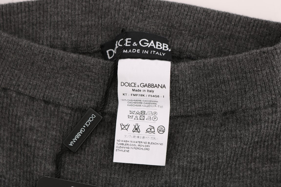 Pantalones ajustados de cachemira de cintura alta, color gris elegante