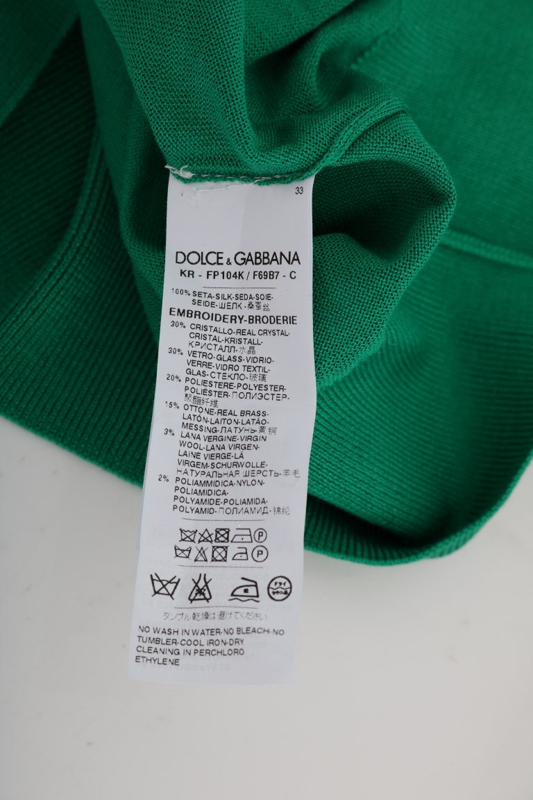 Jersey de seda verde con adornos