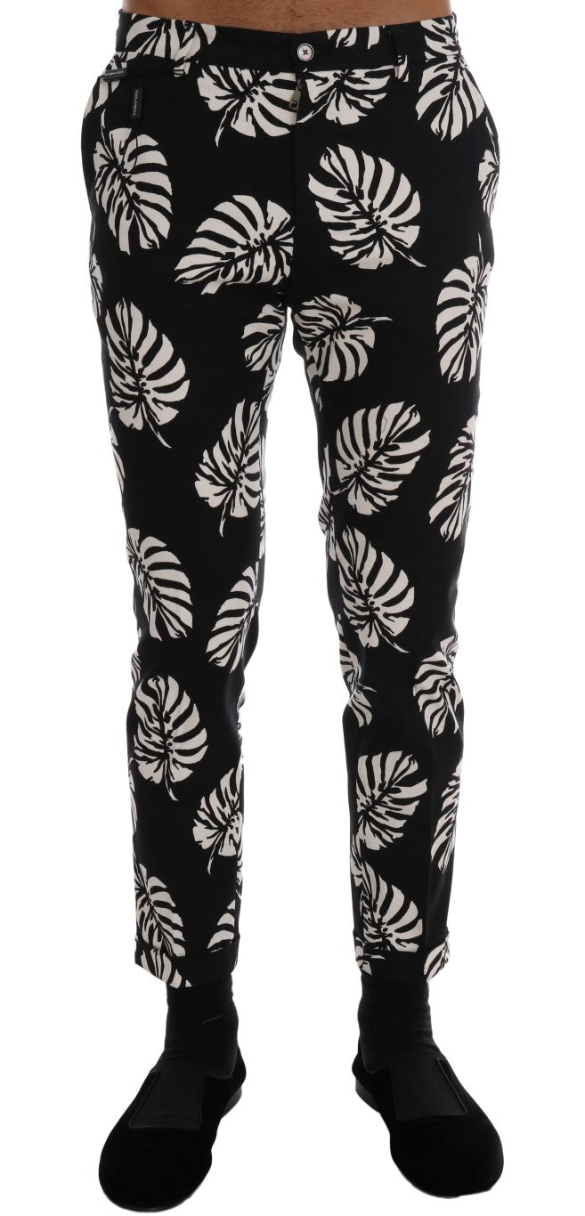 Slim Fit Leaf Print Ankle Pants