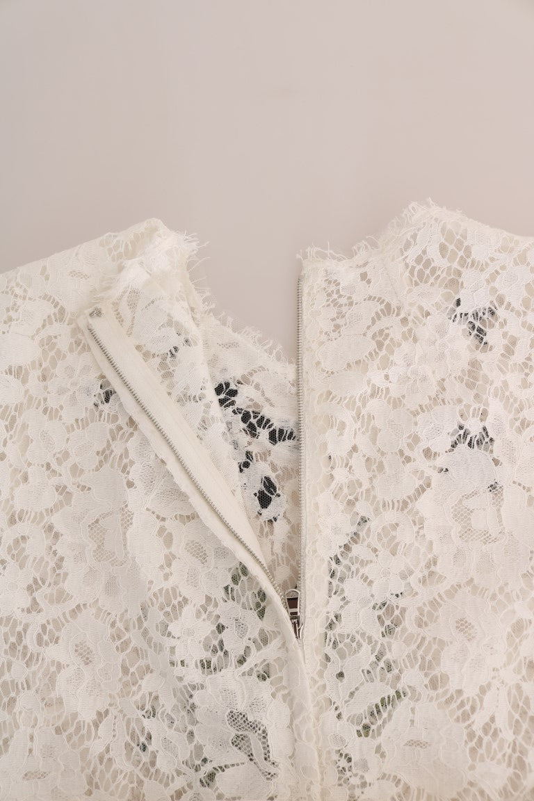 Elegant White Lace Embellished Mini Blouse