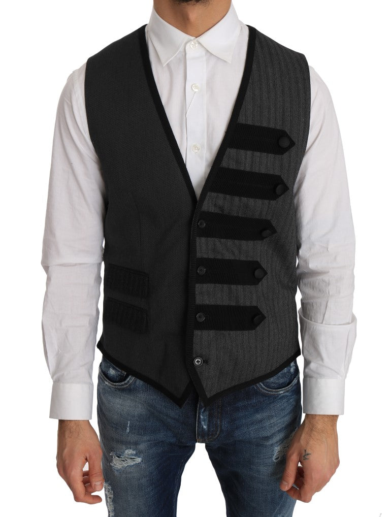 Elegant Gray Torrero Pattern Formal Vest