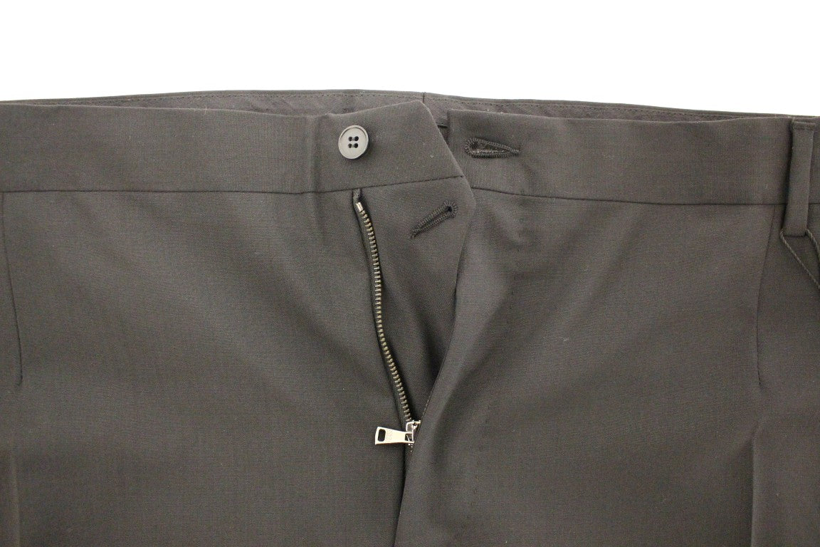 Zwarte wollen stretch geplooide broek