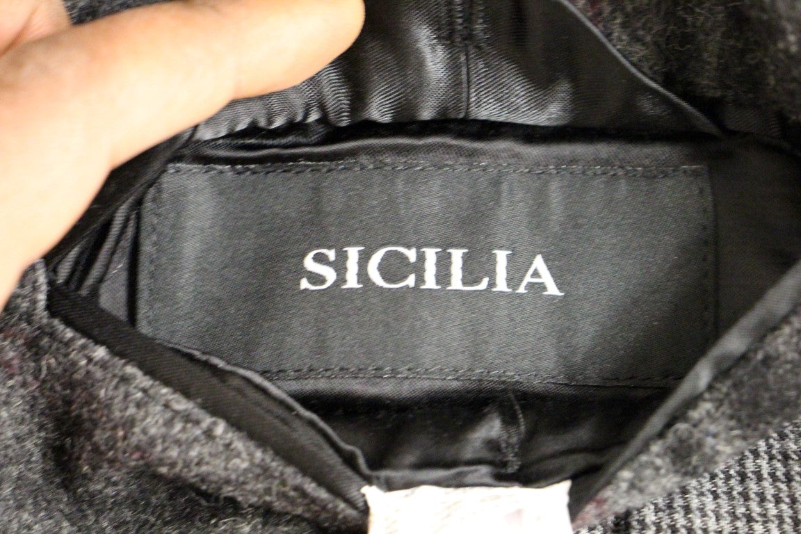 Sicilia geruite jas van wolmix