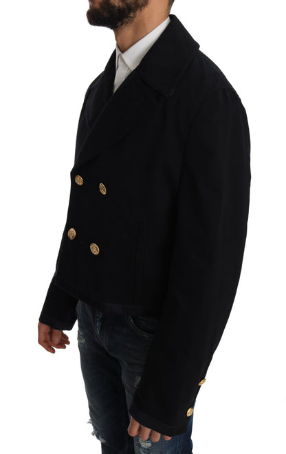 Elegant donkerblauw trenchcoatjack