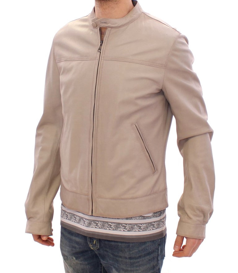 Elegant beige leren lamsleren jack