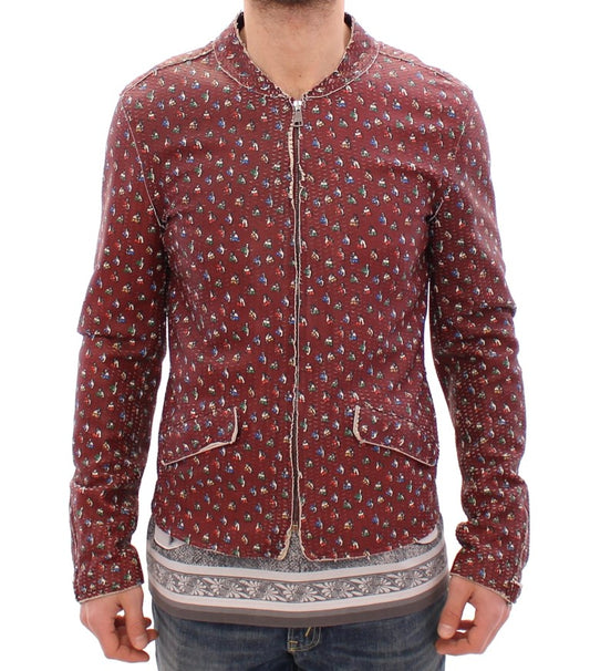 Exclusief bordeaux leren jack met boxerprint