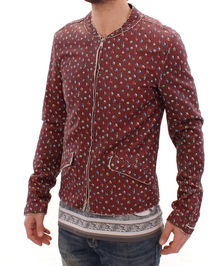 Exclusiva chaqueta de piel burdeos con estampado Boxer