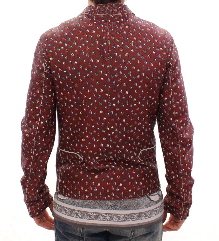 Exclusief bordeaux leren jack met boxerprint