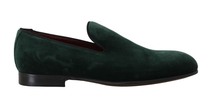 Elegant Green Suede Slip-On Loafers