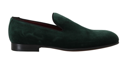 Elegante groene suède instaploafers