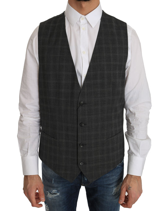 Elegant geruit wollen vest voor de urbane man