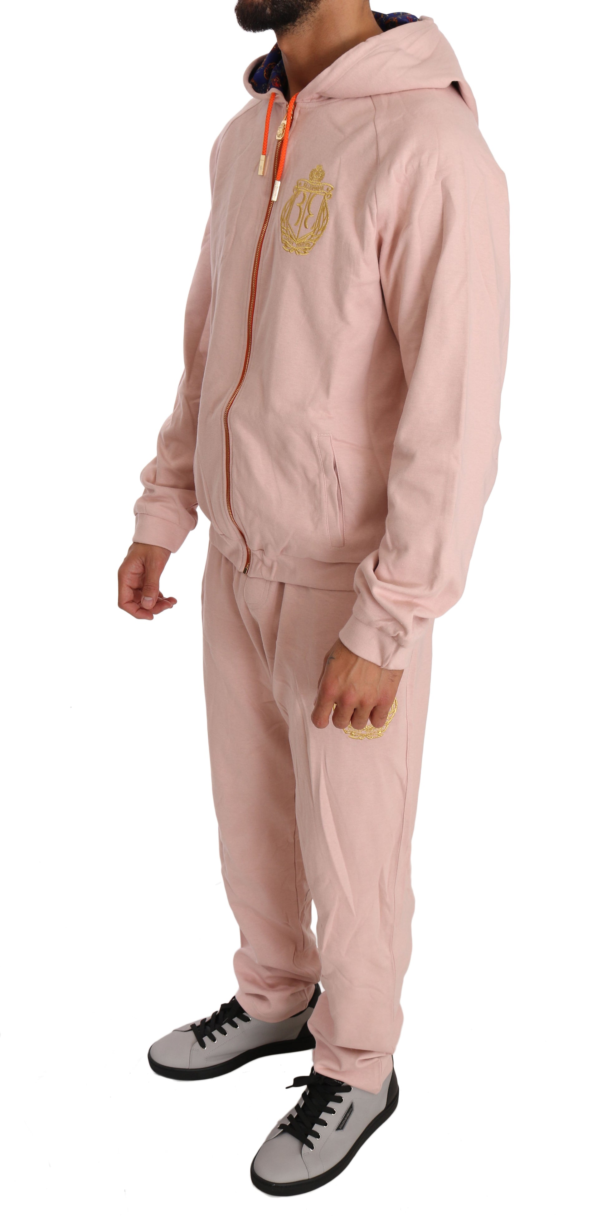 Elegant Pink Cotton Sweatsuit Luxury Comfort