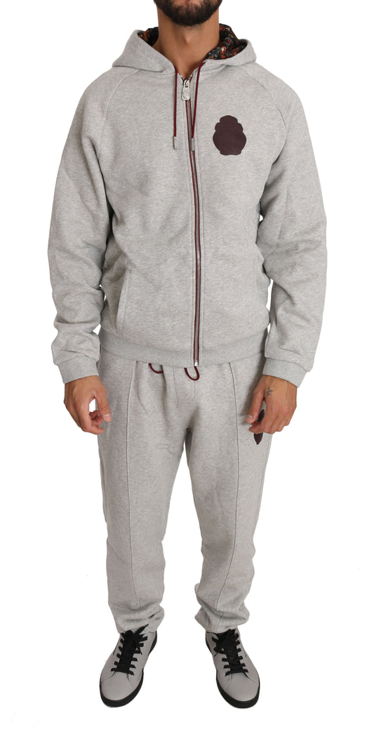 Elegant grijs sweatsuit-ensemble met capuchon