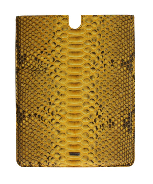 Estuche para tableta elegante con piel de serpiente Python en amarillo