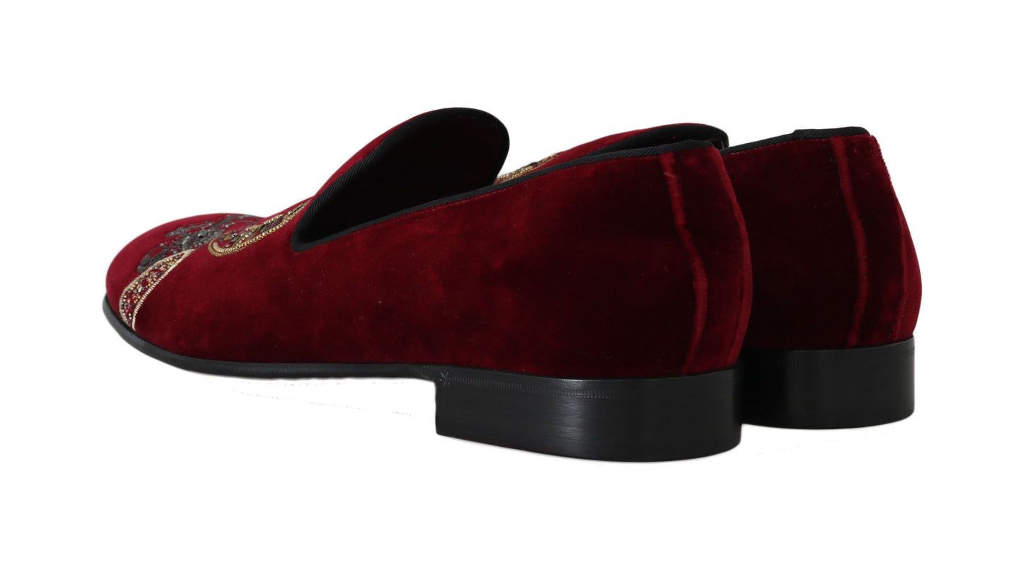 Bordeaux Velvet Sequined Men's Loafers