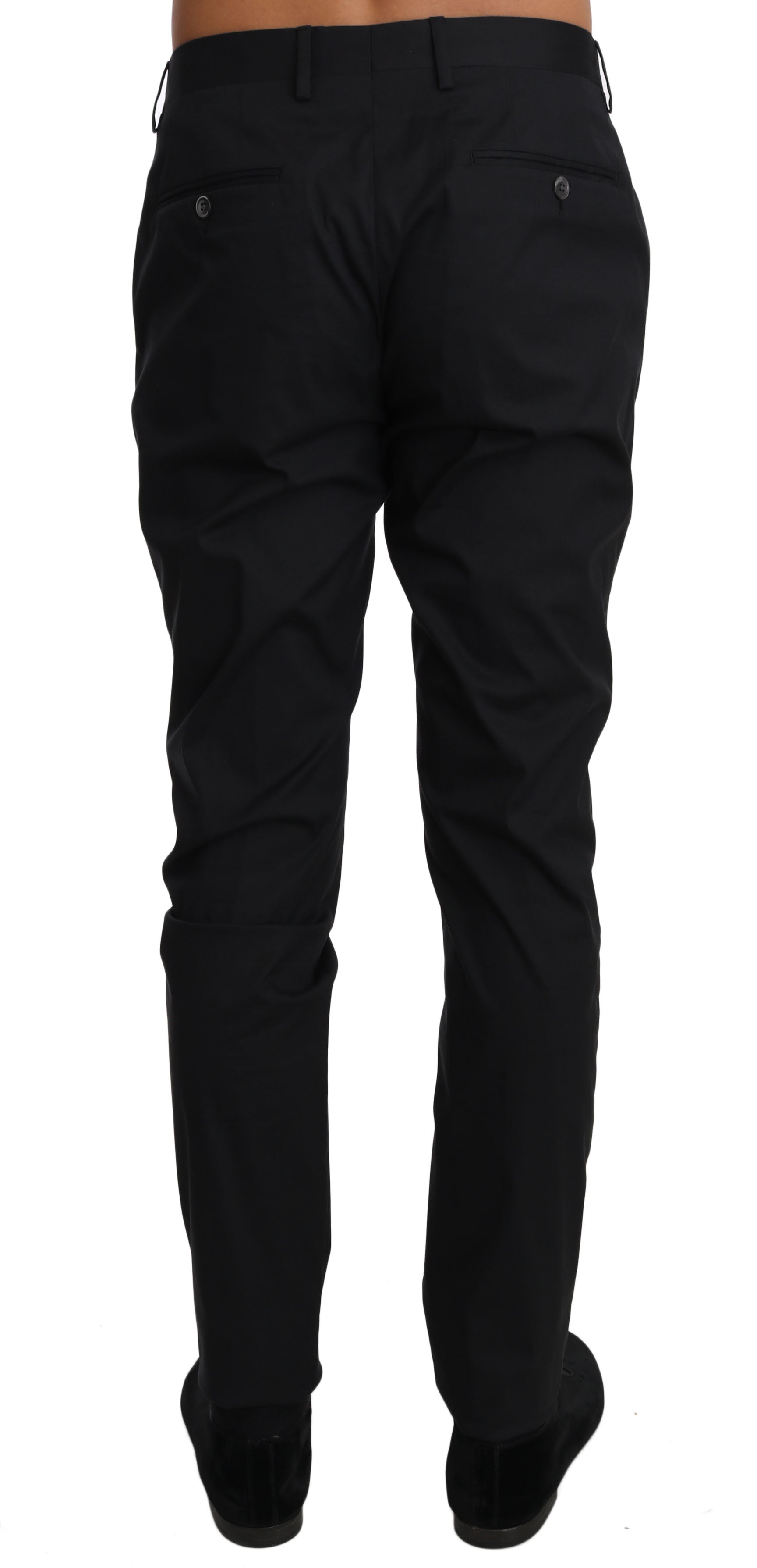 Pantalón elegante negro formal en mezcla de lana