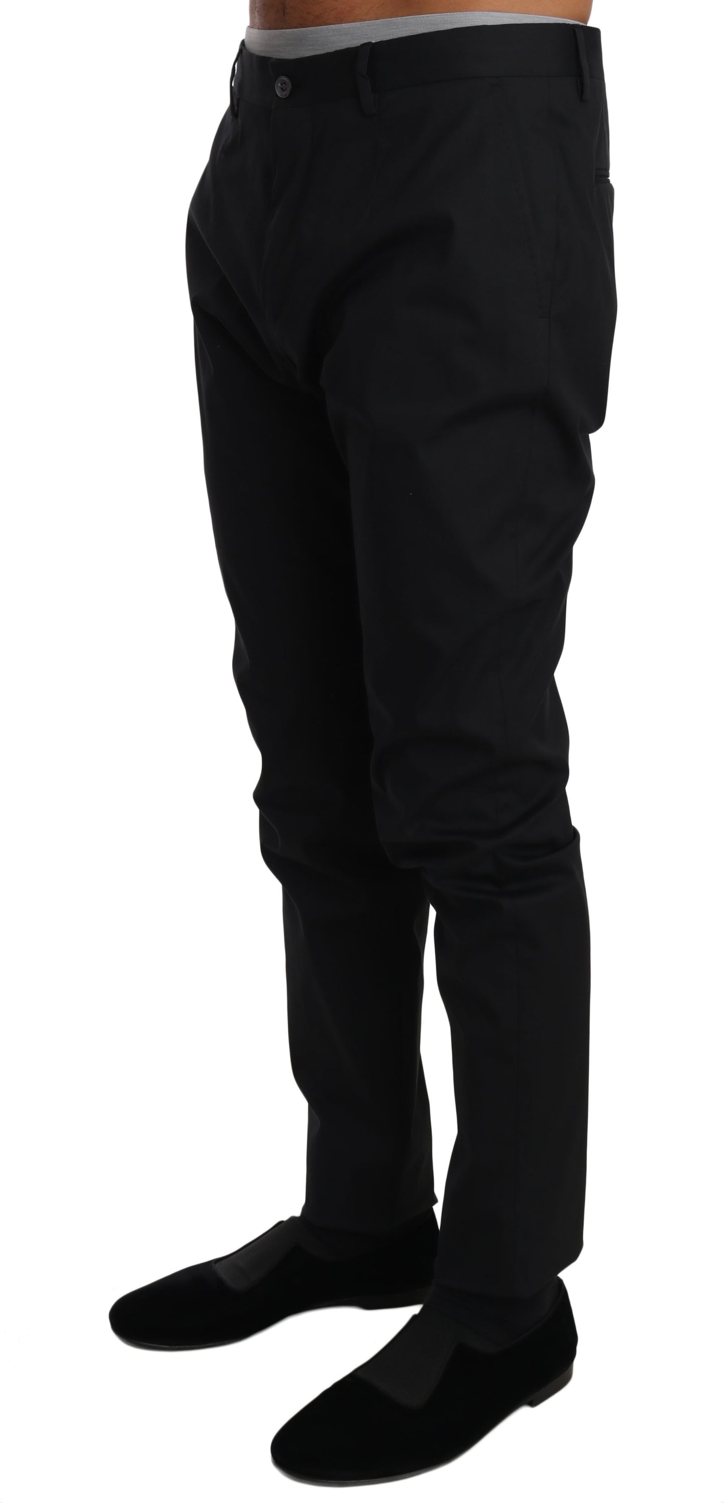 Pantalón elegante negro formal en mezcla de lana