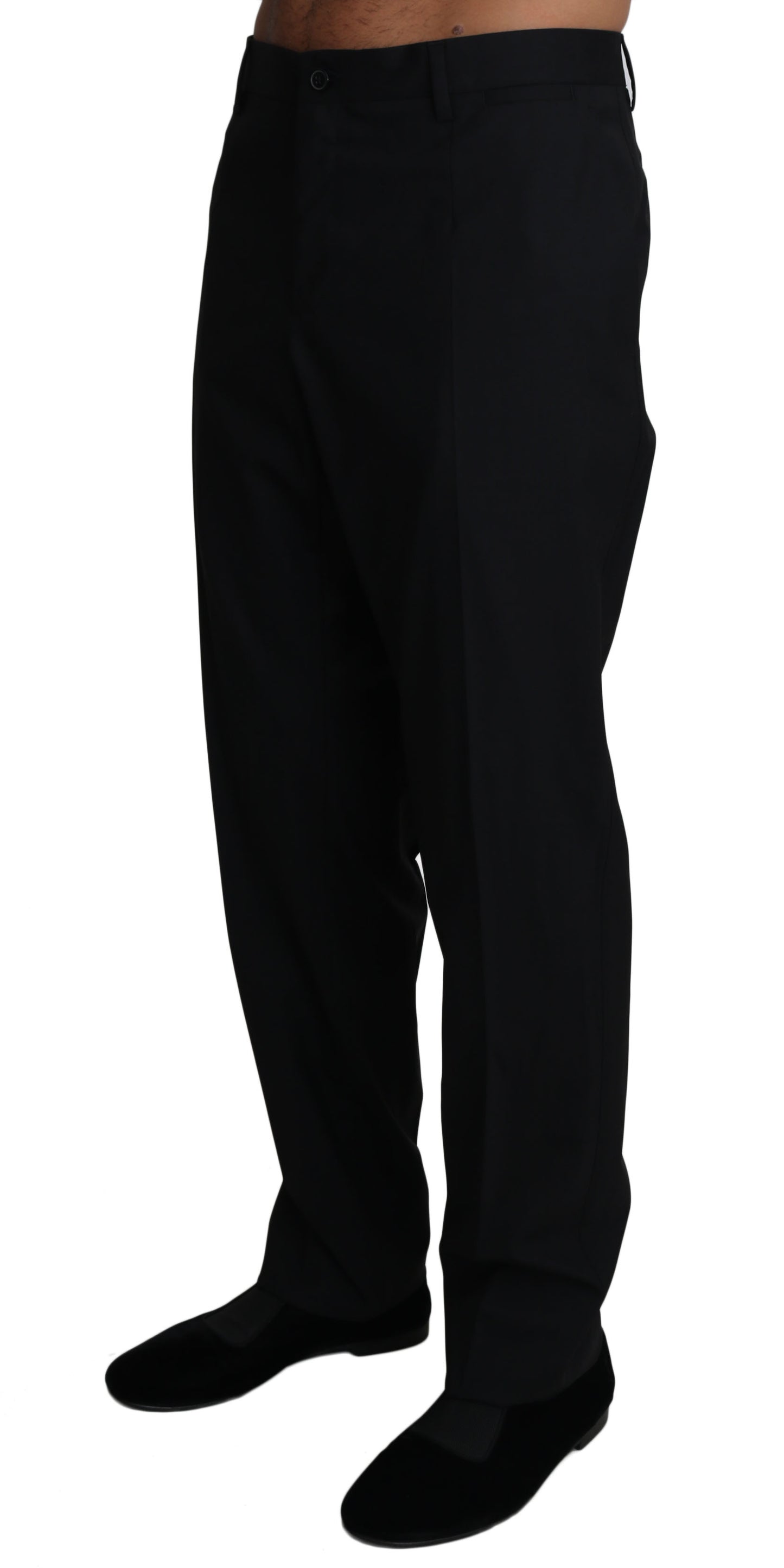 Pantalón elegante negro formal de mezcla de lana