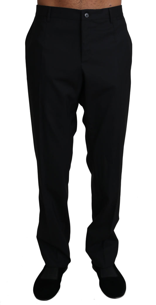 Pantalón elegante negro formal de mezcla de lana