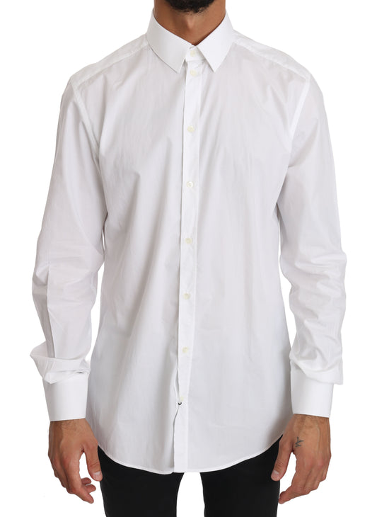 Camisa de vestir elegante y ajustada en blanco puro