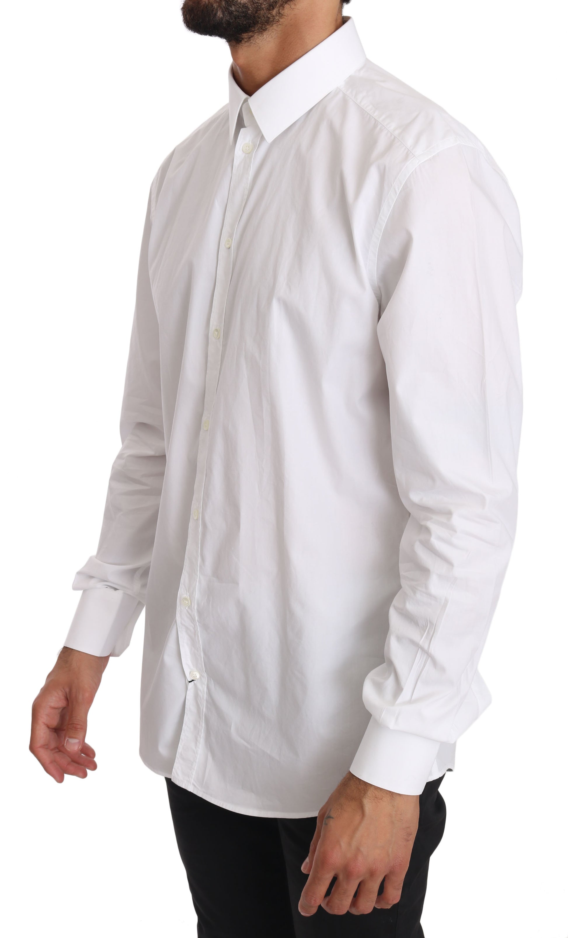 Camisa de vestir elegante y ajustada en blanco puro