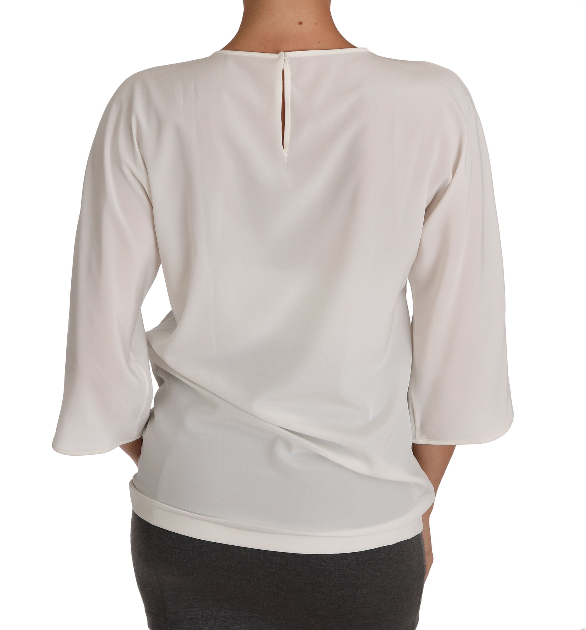 Elegante blouse van zijdemix met ronde hals