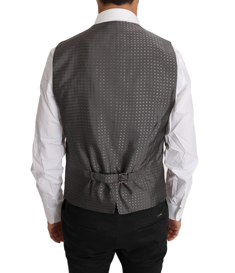 Strak brons en grijs formeel vest, slim fit