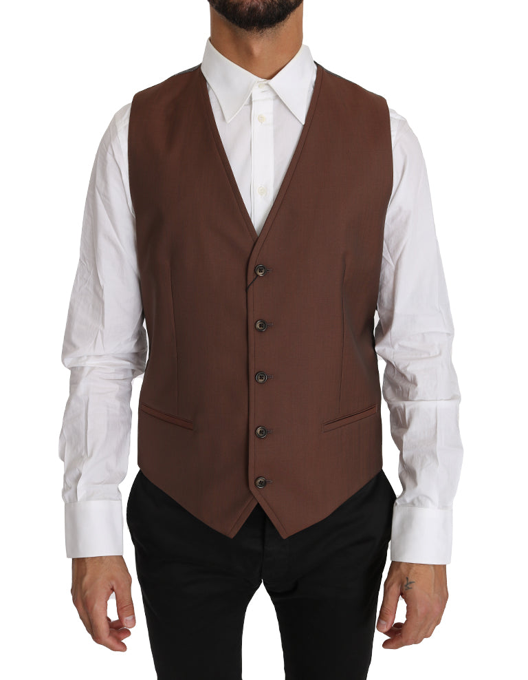 Strak brons en grijs formeel vest, slim fit