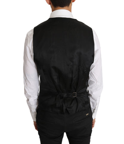 Elegant slim-fit grijs wollen vest