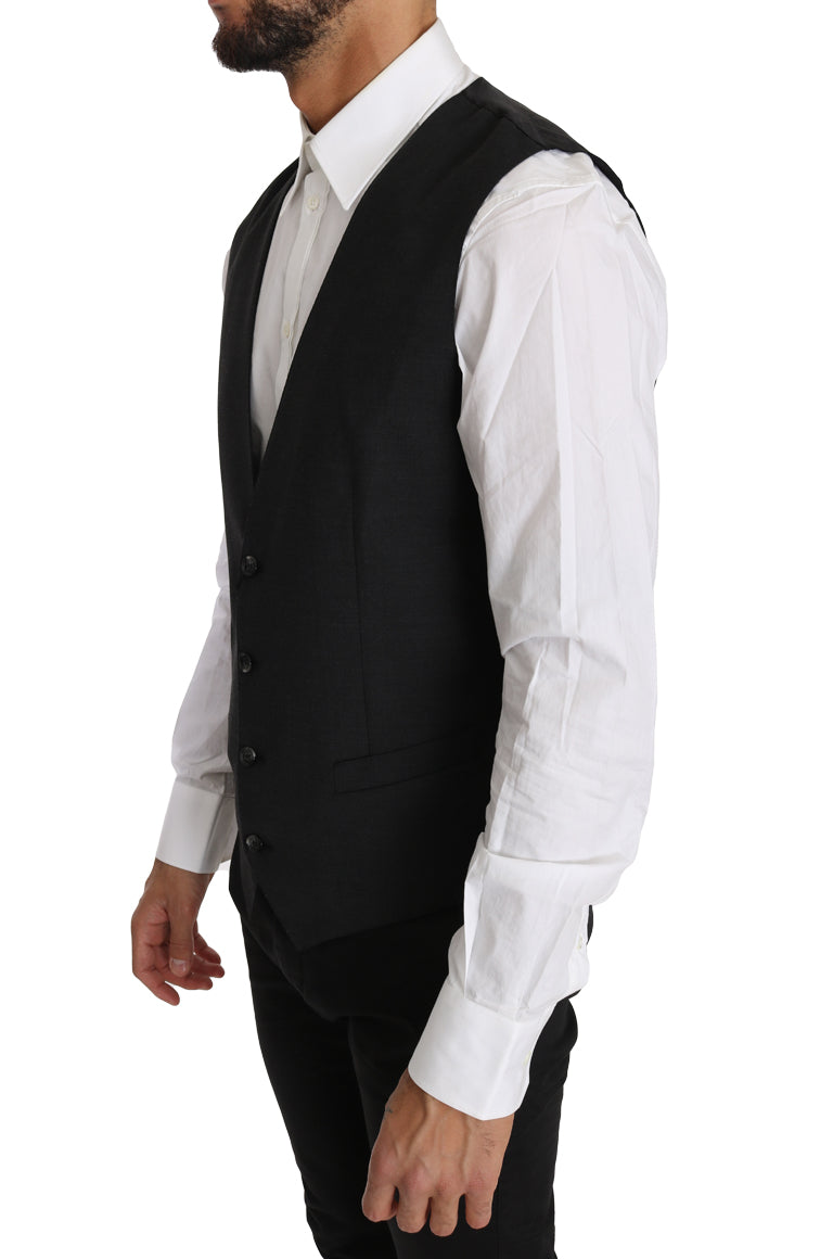 Elegant slim-fit grijs wollen vest