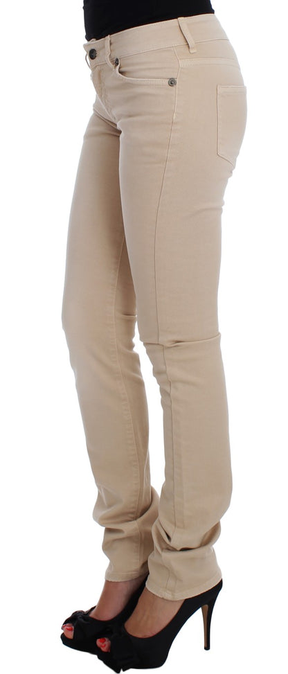 Beige katoenen stretch slim-fit jeans