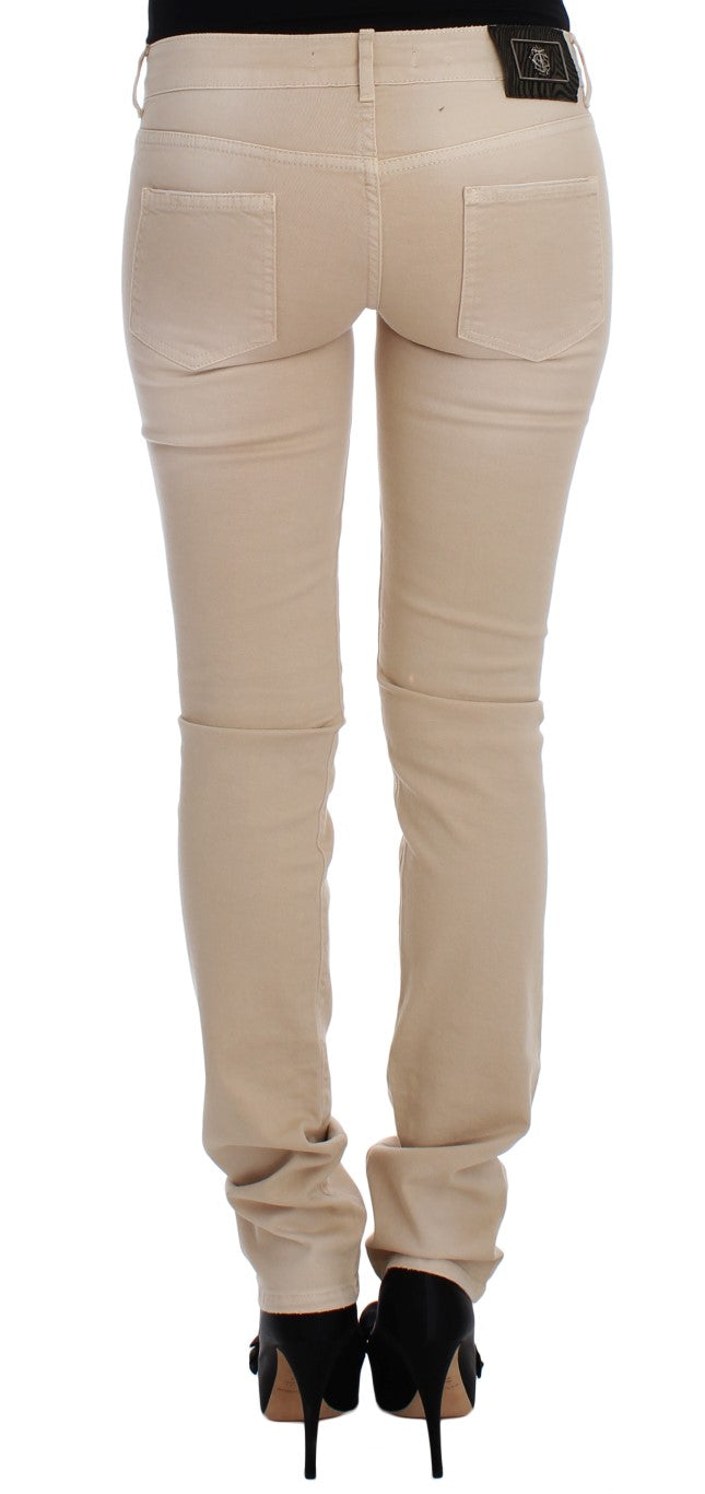 Beige katoenen stretch slim-fit jeans