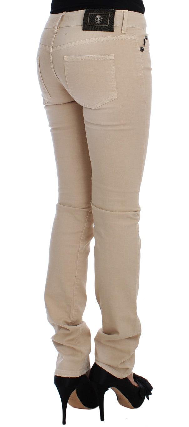 Beige katoenen stretch slim-fit jeans