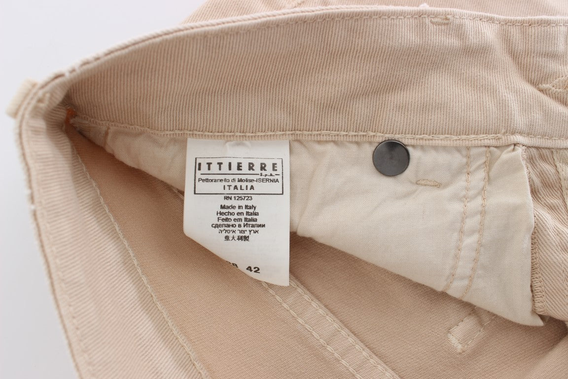 Beige katoenen stretch slim-fit jeans