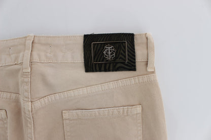 Beige katoenen stretch slim-fit jeans