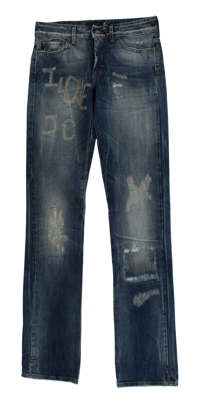 Elegante blauwe denim jeans met flare-pasvorm