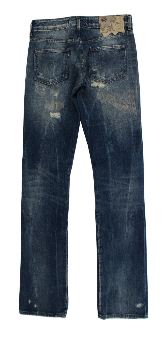 Elegante blauwe denim jeans met flare-pasvorm