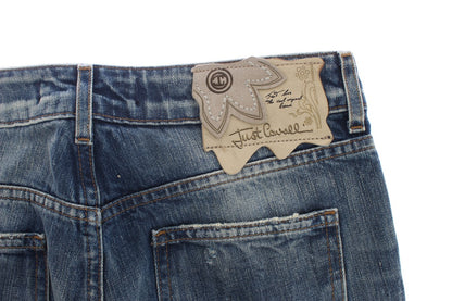 Elegante blauwe denim jeans met flare-pasvorm