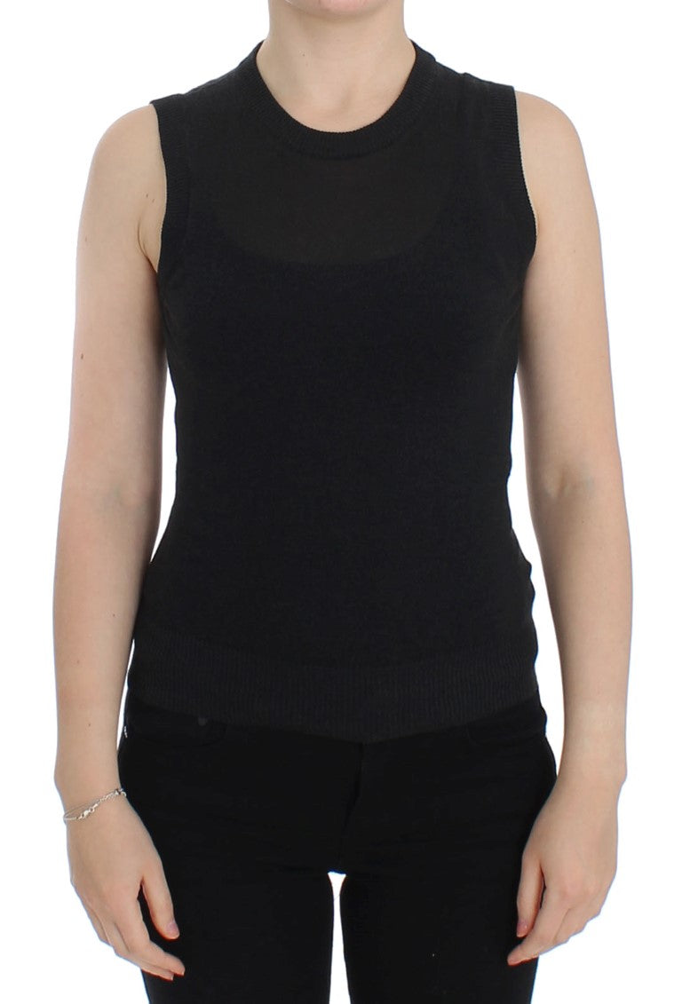 Elegant Black Sleeveless Pullover Vest