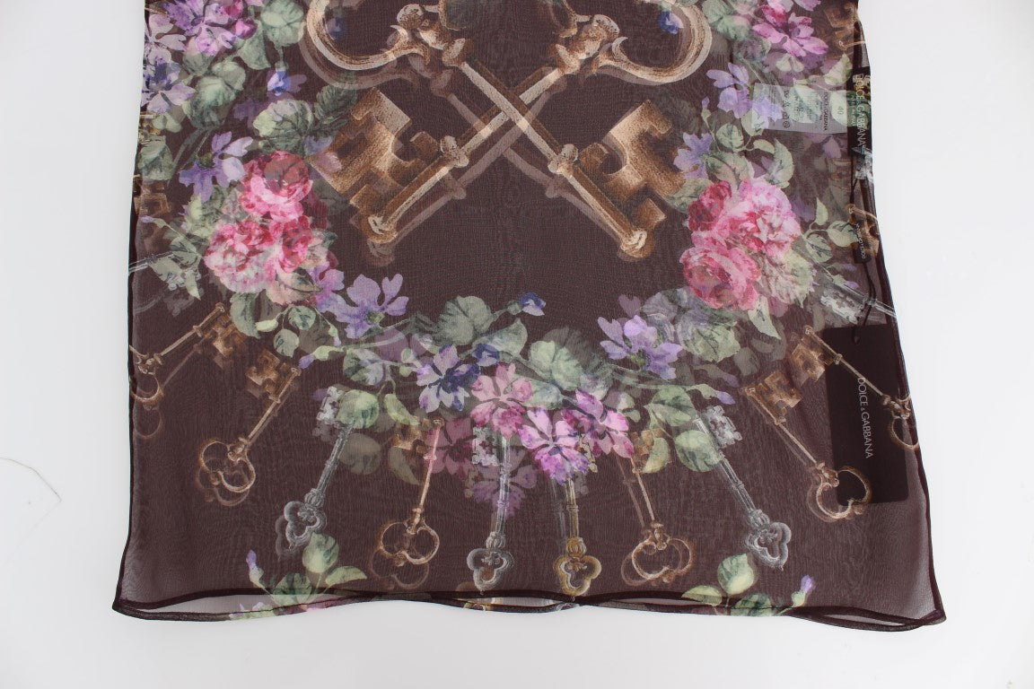 Elegante zijden blouse met bloemen en kapmouwtjes