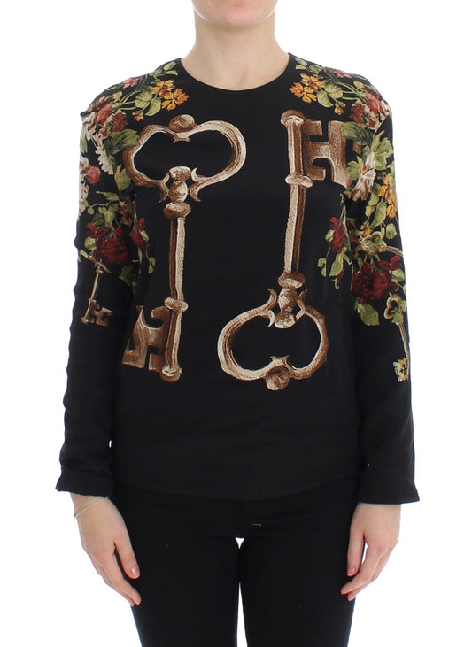 Blusa de seda con estampado medieval elegante