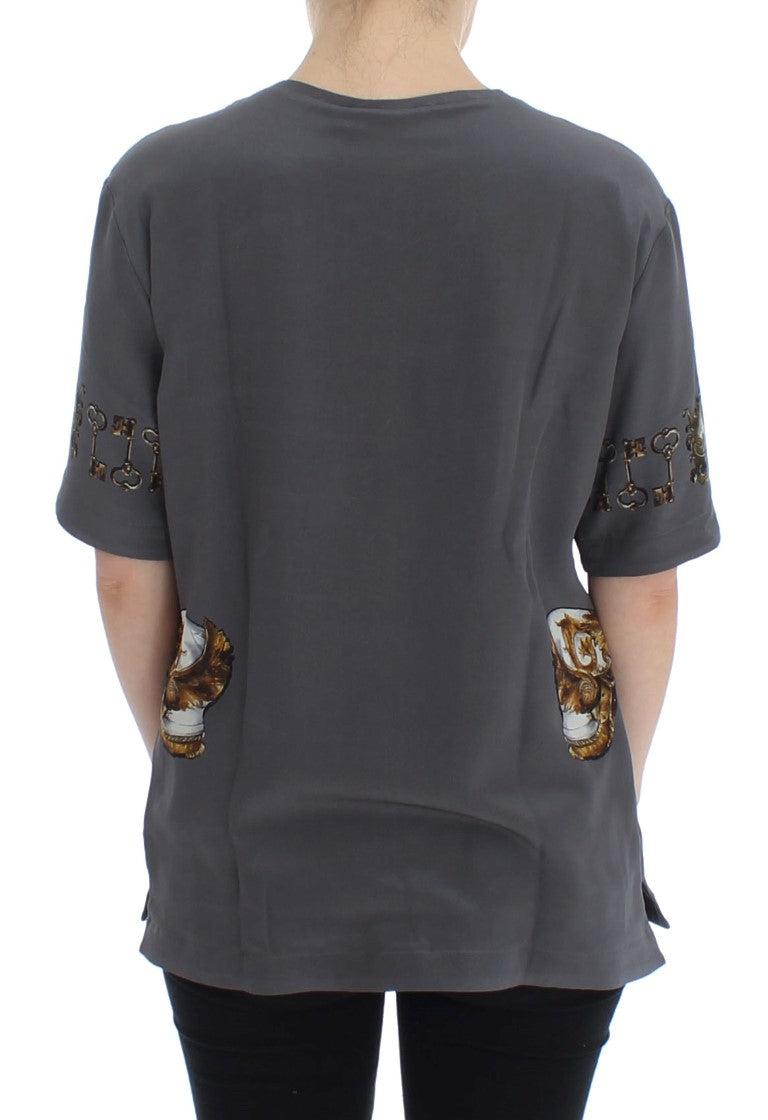 Blusa de seda con estampado de caballero Enchanted Sicily