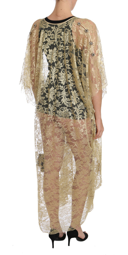 Gouden bloemenkant kaftan zonnejurk