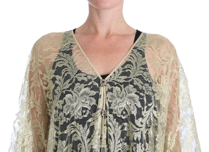 Gouden bloemenkant kaftan zonnejurk