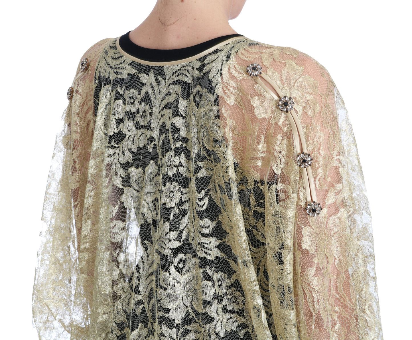 Gouden bloemenkant kaftan zonnejurk