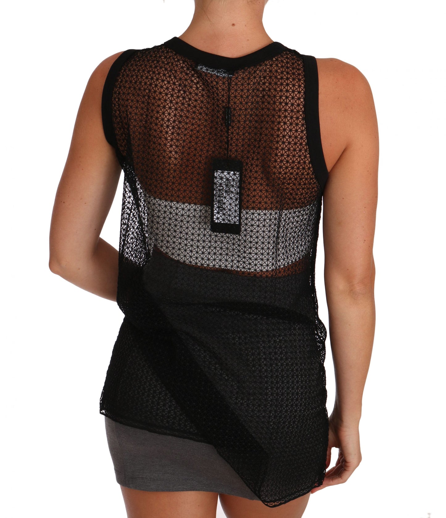 Elegante mouwloze zwarte mesh-top