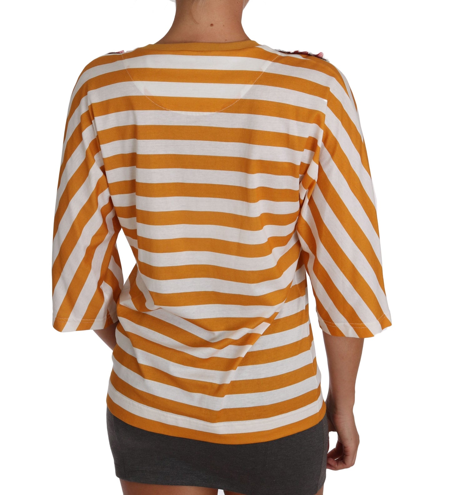 Blusa de lentejuelas FIRENZE en naranja y blanco