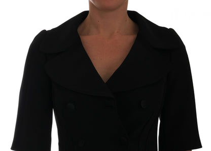 Elegante blazer corto negro con doble botonadura