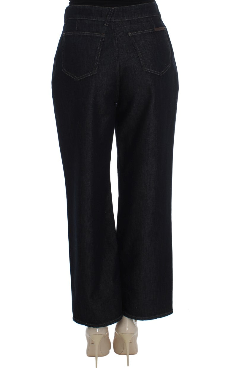 Chique flare jeans met hoge taille in donkerblauw