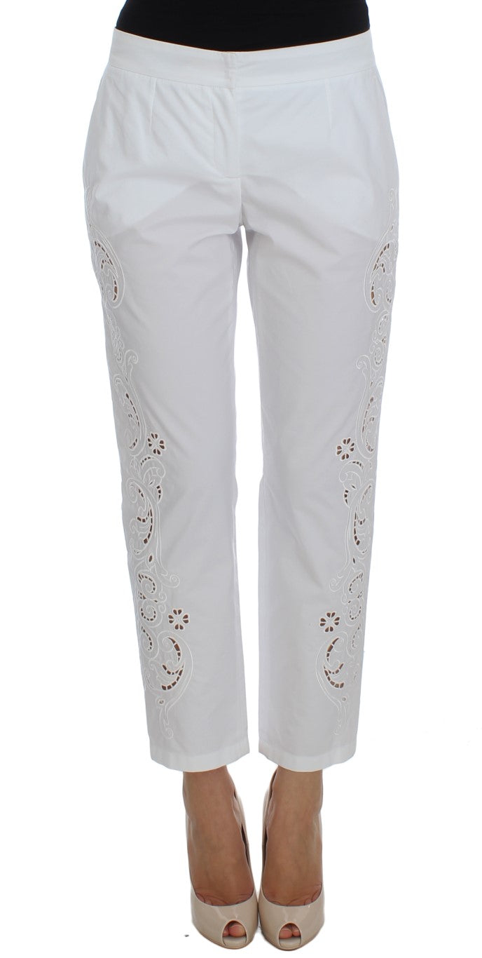 Elegante witte bloemen uitgesneden jurk broek